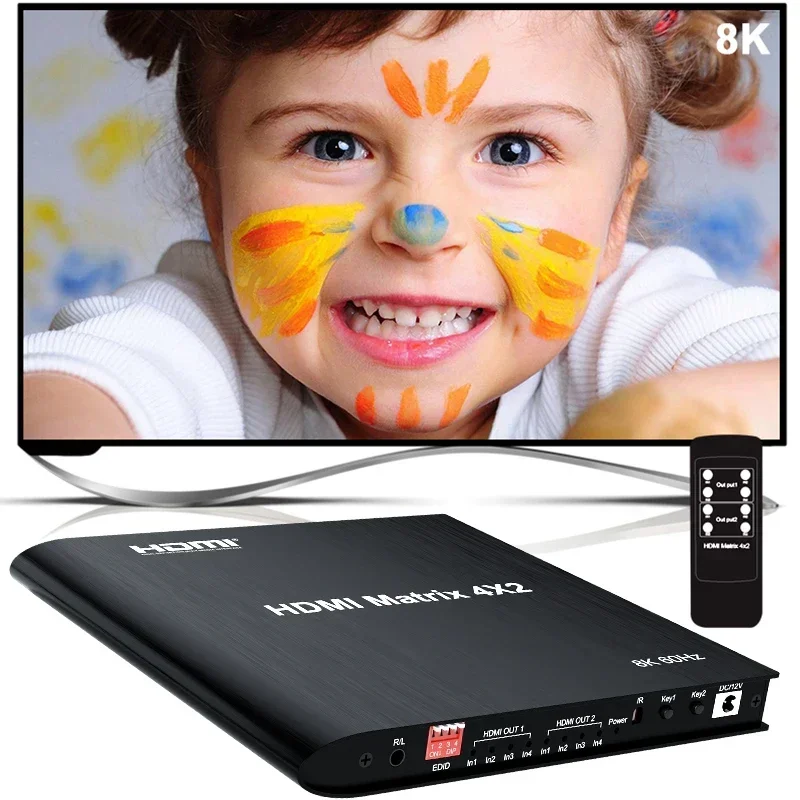 Hdmi Matrix Switch - 8k 4x2 hdmi2.1 interruptor distribuidor de