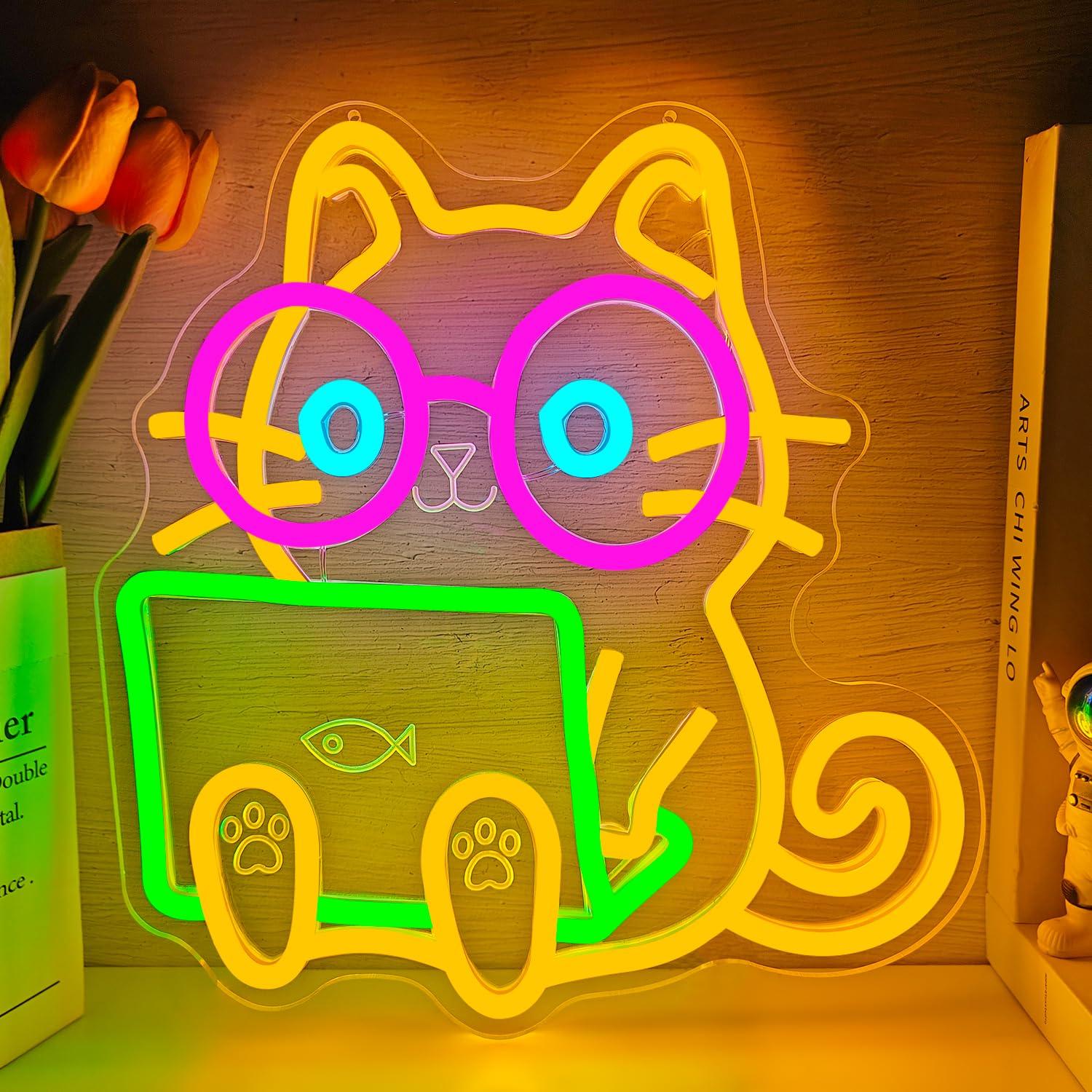 The Office It Tech - Letreiro Neon de Gato para Laptop,