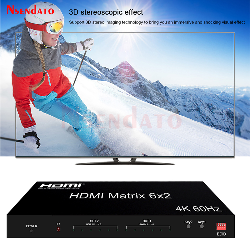 Hdmi Matrix Switch - Matriz HDMI 6x2 4K 60Hz com