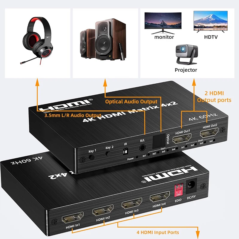 4k 60hz hdmi matriz switcher 4 - Hdmi Matrix Switch avaliação e preço