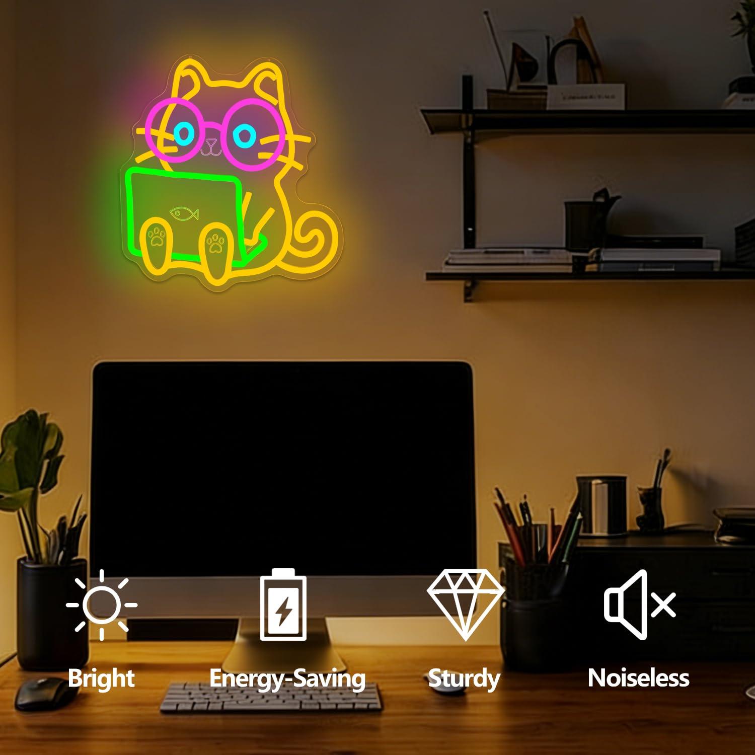 Letreiro Neon de Gato para Lap - The Office It Tech avaliação e preço