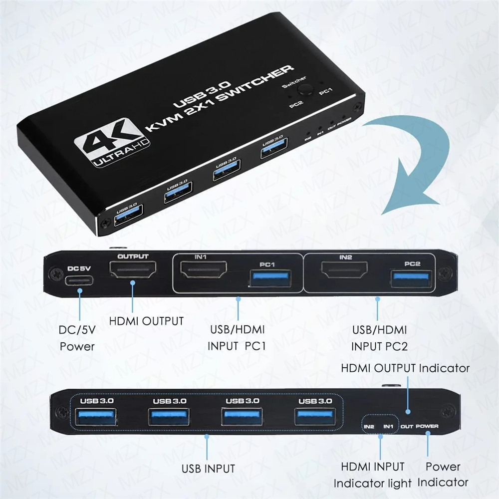 Switch KVM 4K 60Hz, Hub USB 3. - Hdmi Matrix Switch avaliação e preço