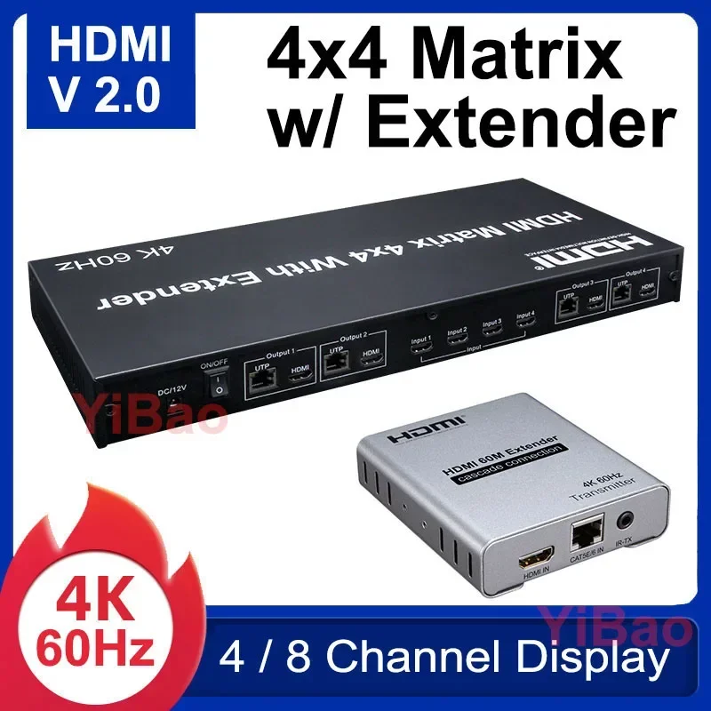 Matriz HDMI 2.0 4x4 4K 60Hz co - Hdmi Matrix Switch avaliação e preço