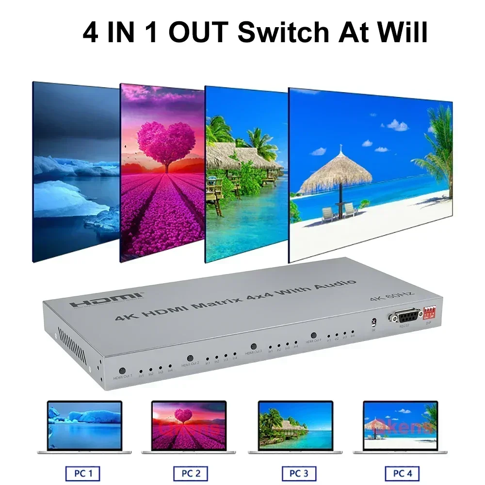 Matriz HDMI 4x4 4K 60Hz com Ex - Hdmi Matrix Switch avaliação e preço