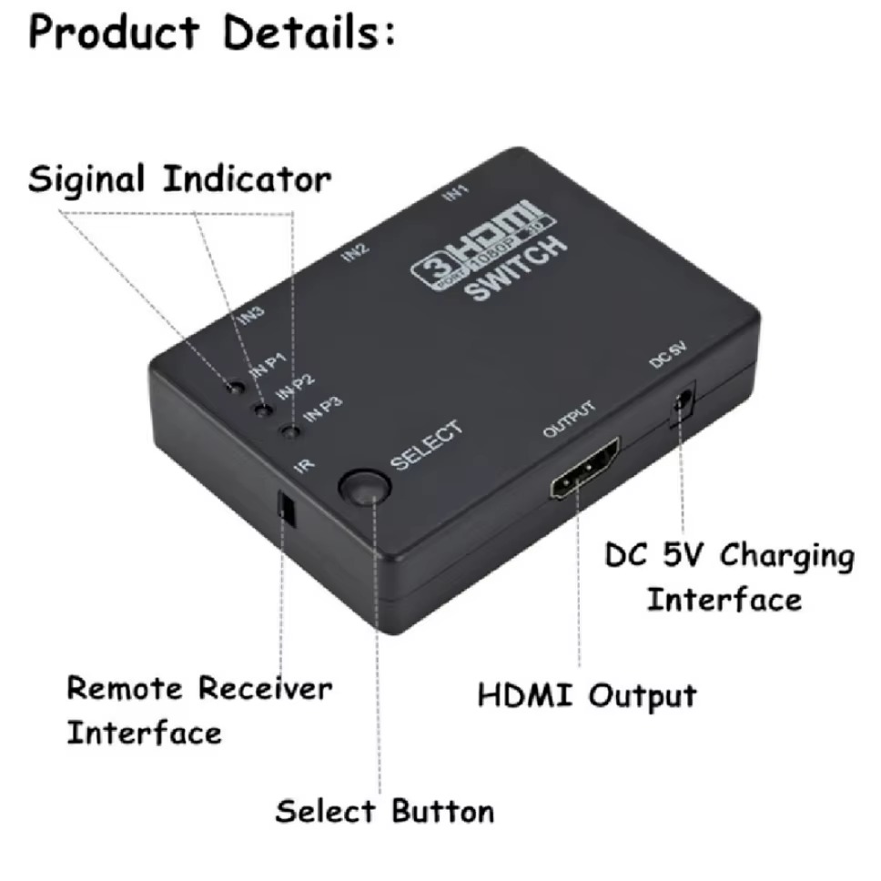 Comutador HDMI 3x1 KVM, Adapta - Hdmi Matrix Switch avaliação e preço