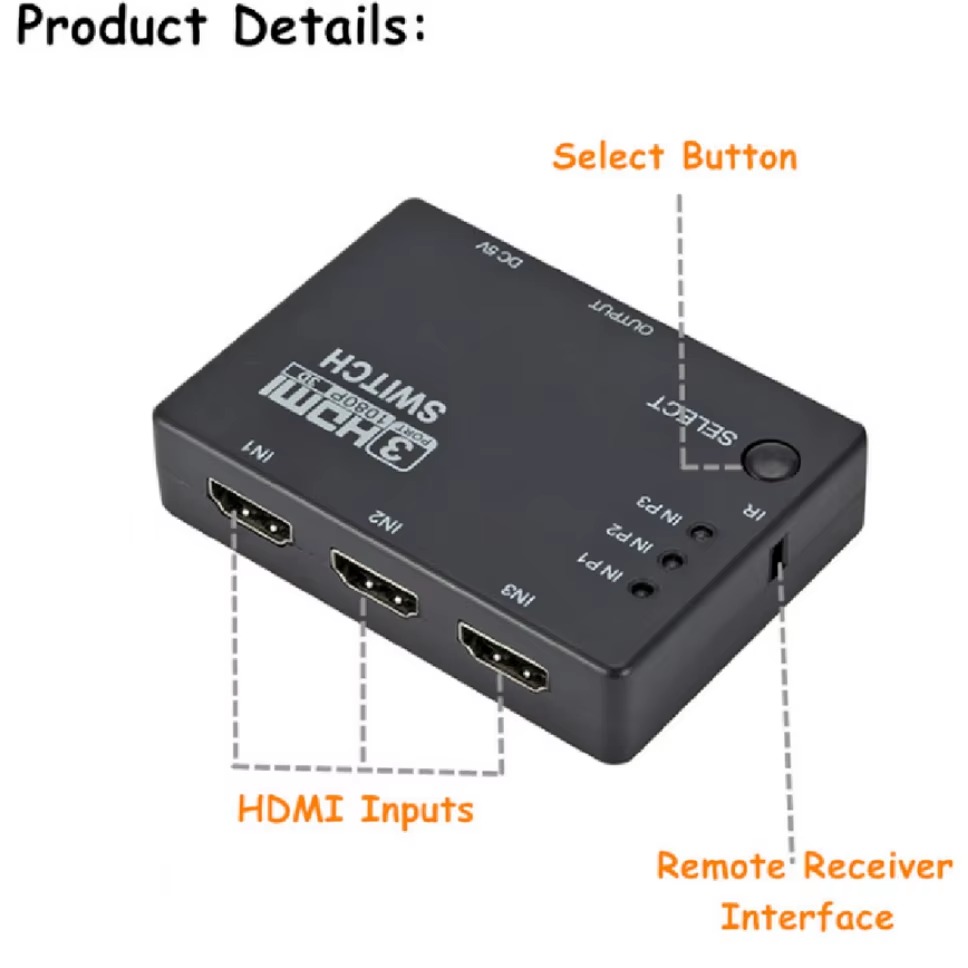 Comutador HDMI 3x1 KVM, Adapta - Hdmi Matrix Switch avaliação e preço